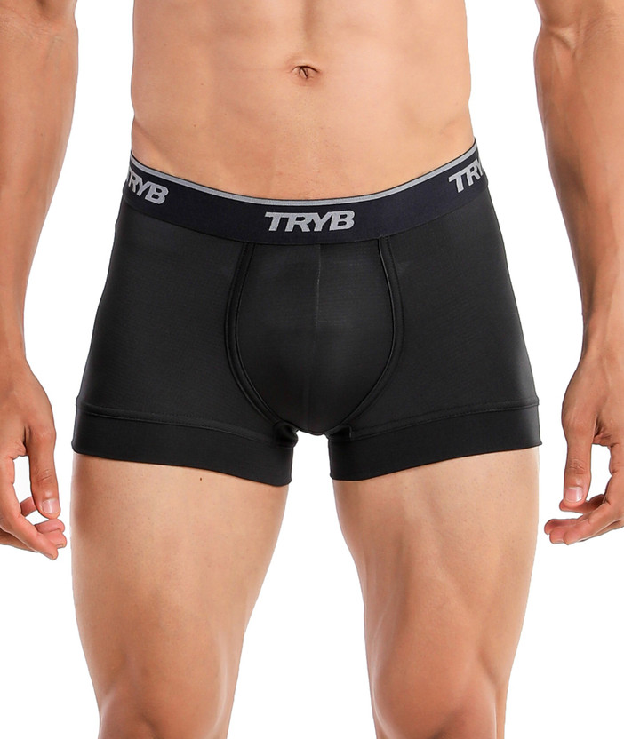 Tryb Men Mens Sport Performance Moisture Wicking Active Dry Fit Short Boxer Trunk Brief