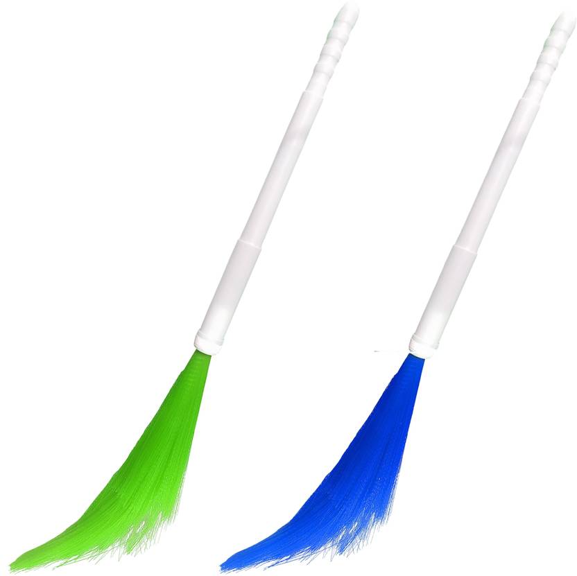 Cyber Seles (Pack of 2 Broom) Green and Blue Plastic Broom. Fiber Wet