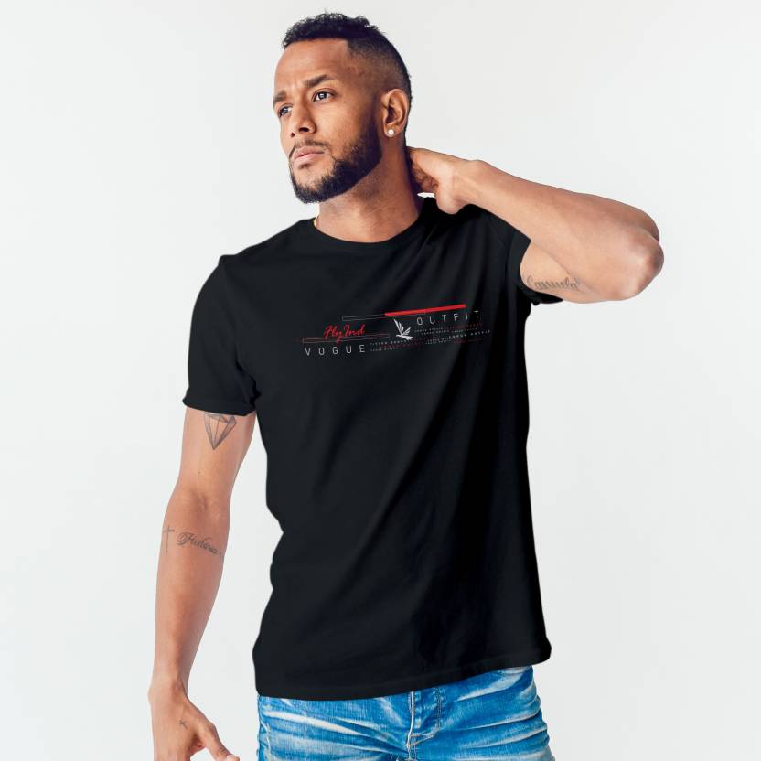 FLYIND VOGUE OUTFIT Printed Men Round Neck Black T-Shirt - Buy FLYIND VOGUE  OUTFIT Printed Men Round Neck Black T-Shirt Online at Best Prices in India  