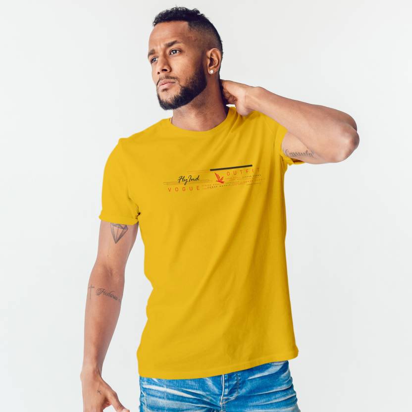FLYIND VOGUE OUTFIT Printed Men Round Neck Yellow T-Shirt - Buy FLYIND  VOGUE OUTFIT Printed Men Round Neck Yellow T-Shirt Online at Best Prices in  India 