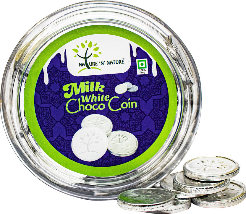 NATURE 'N' NATURE White Milk Silver Choco Coins, 135gms gift pack, WC60 Caramels, Crackles, Brittles(135 g)