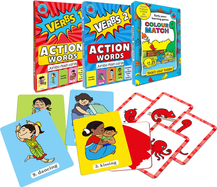 Brainy Bug Resources Learn 60 actions words, and learning game for colours(Multicolor)