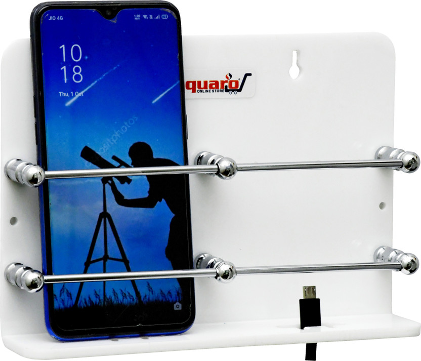 SQUARO ONLINE STORE High Grade Acrylic Double Mobile Stand Dual Phone Charging Holder TV AC Remote Stand for Home ( White, Pack Of 1 ) Mobile Holder