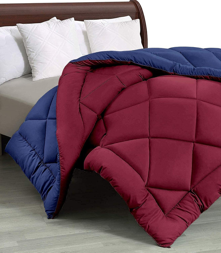 SIE STORE Self Design Double Comforter for  Mild Winter(Microfiber, Maroon, Navy Blue)