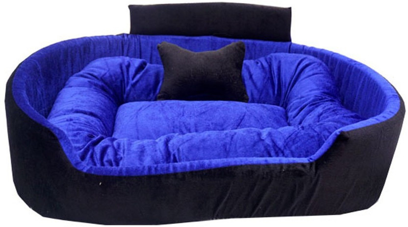 TRANDING STYLISH Luxury Coller Sofas , Beds With Haddi For Dog And Cat L Pet Bed(Black & Blue)