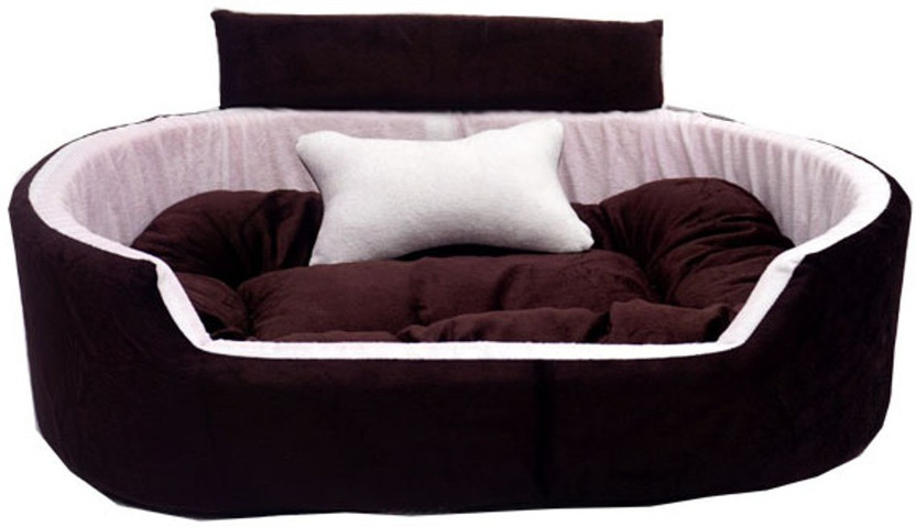 Furry Smile Simple Letest Beds , Sofas & Chair With Collar & Haddi For Dog And Cat S Pet Bed(Brown & White)