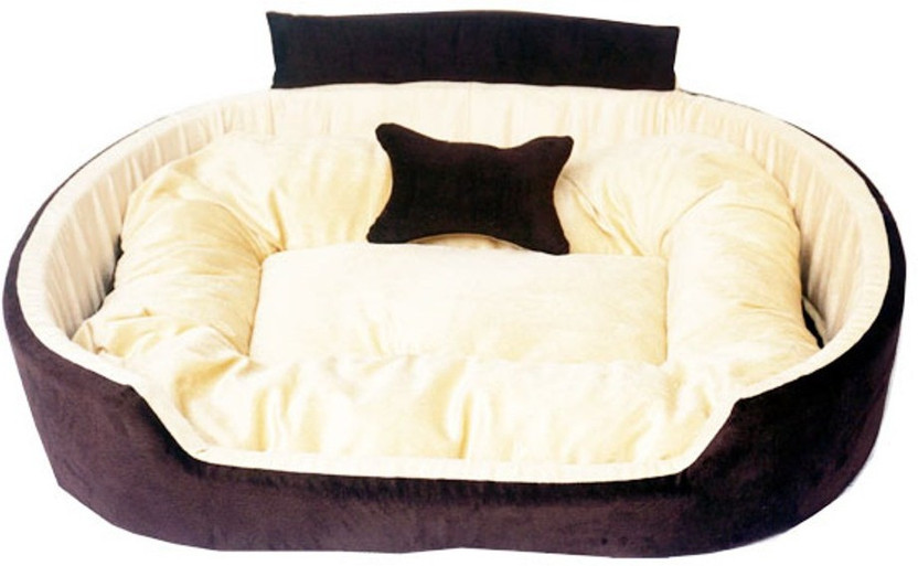 TRANDING STYLISH Luxury Coller Sofas , Beds With Haddi For Dog And Cat XXXL Pet Bed(Brown & Cream)
