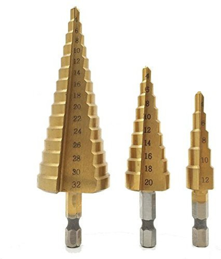 A&S TOOLSHOP Titanium Step Core Drill Bits 4-12mm 4-20mm 4-32mm HSS Power Tools High Speed Steel Wood Metal Drill bits hole