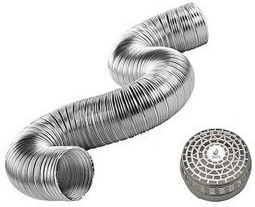 OICOTA 6IN Flexible Aluminium Duct Pipe Chimney Exhaust (Up to 10 ft) with Cowl Cover Hose Pipe(348 cm)