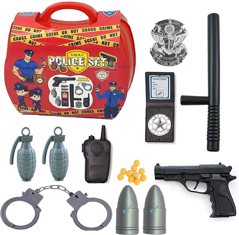 FunBlast Kids Police Playset Toy for Boys with Handcuff, Mini Bullet