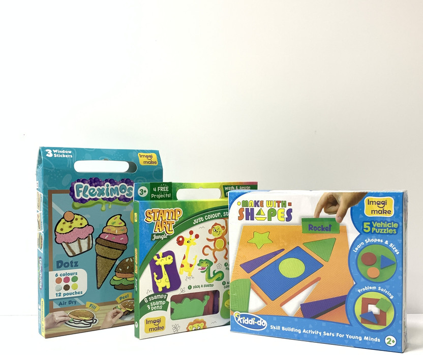 Imagimake Toddler's Learning & Creative Kit - Includes Shape Puzzle, Stamp Art & DIY Window Art Activity