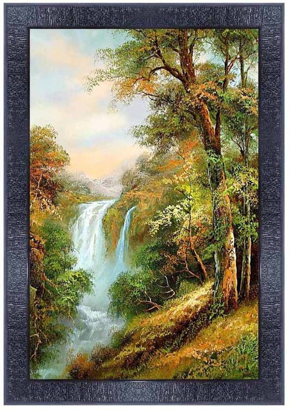 pnf Vastu Waterfall Landscape Scenery Wood Photo Frames with Acrylic