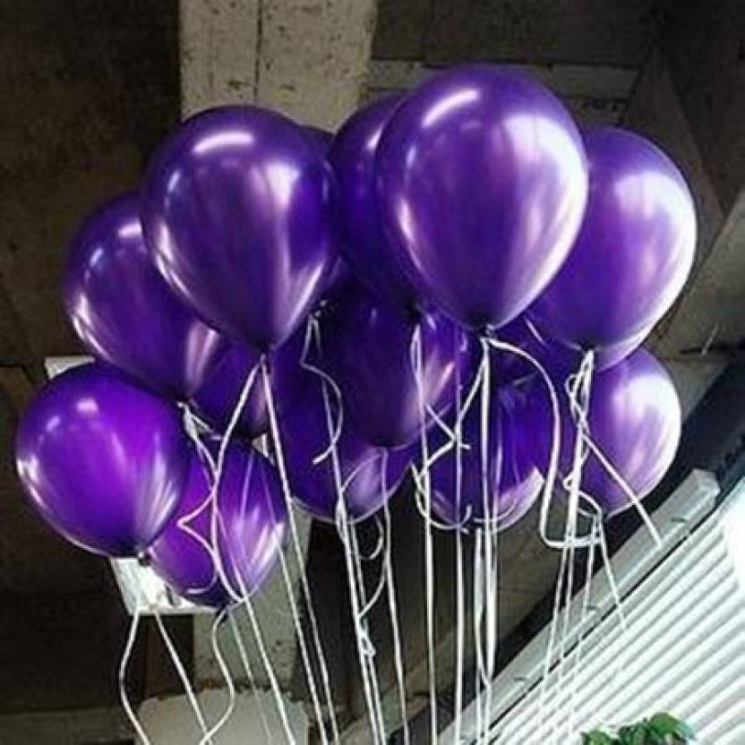 Oybox Solid Purple Metallic Balloons Pack Of 100 Party Balloons Latex Purple