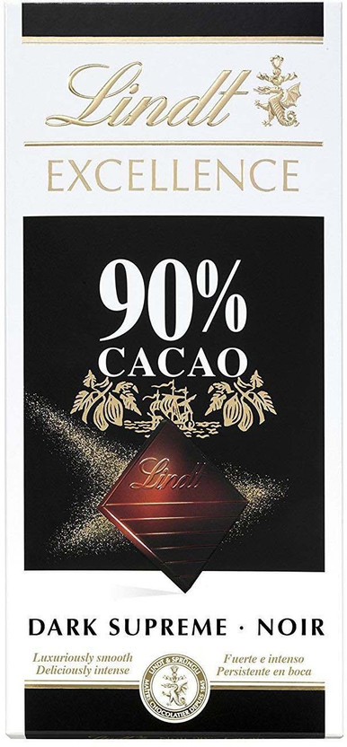 LINDT Excellence 90% Cocoa Dark Supreme Chocolate - 100g Bars(100 g)