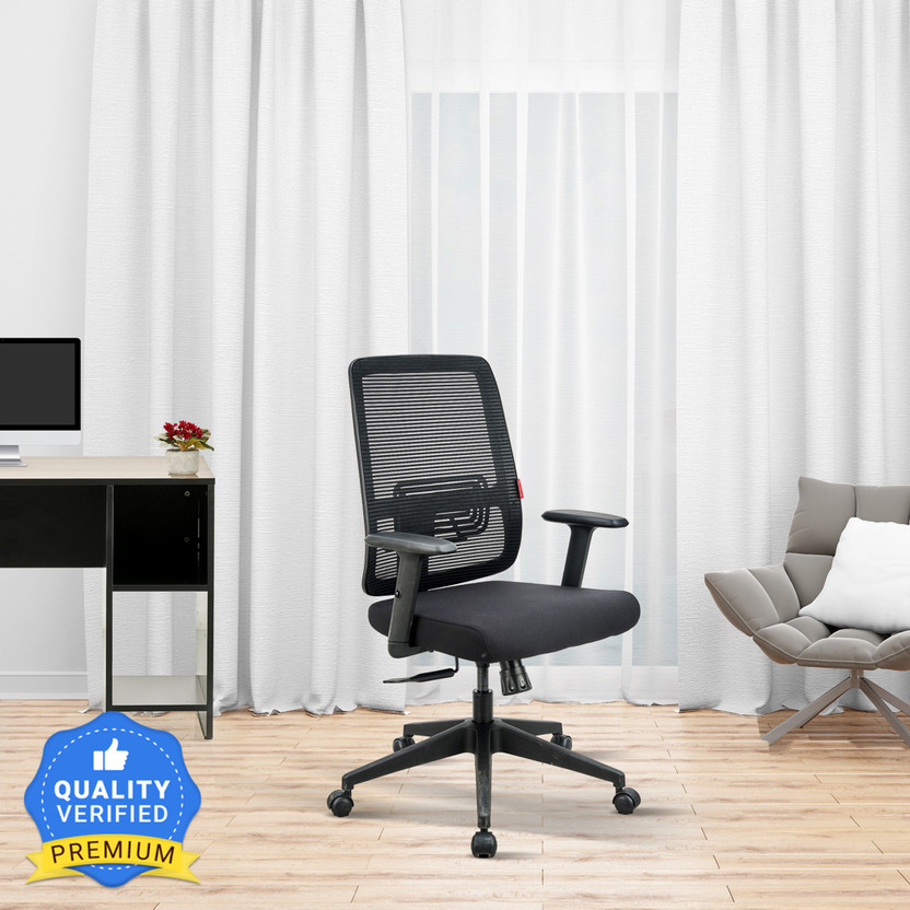 Featherlite Versa MB Mesh Fabric Office Adjustable Arm Chair(Black, Optional Installation Available)