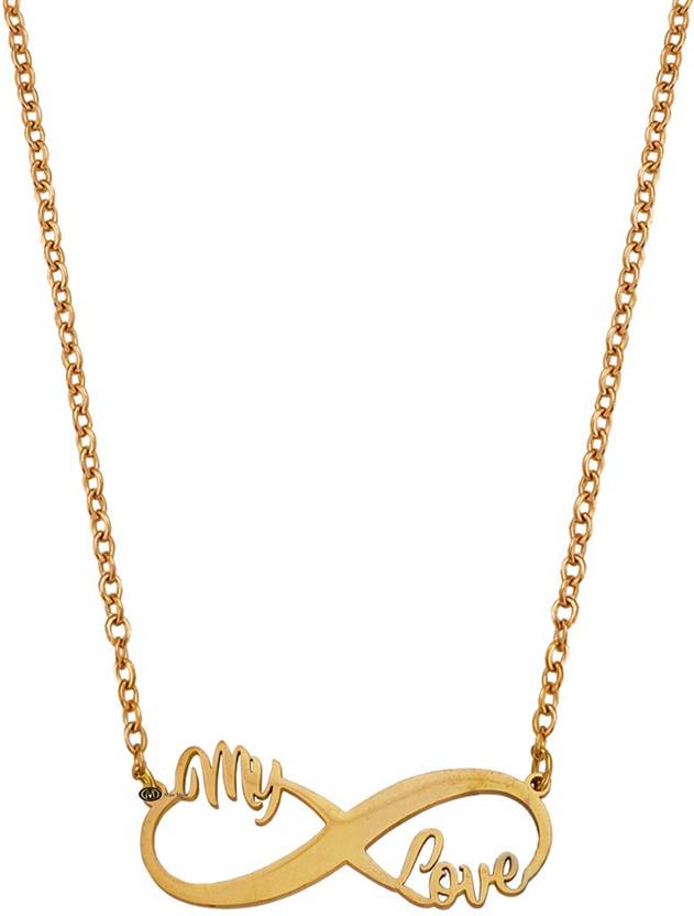 M Men Style Valentine Gift Gold Plated Infinity My Love Pendant Necklace Chain For Girl And Women Gold Plated Stainless Steel Pendant Price In India Buy M Men Style Valentine Gift Gold