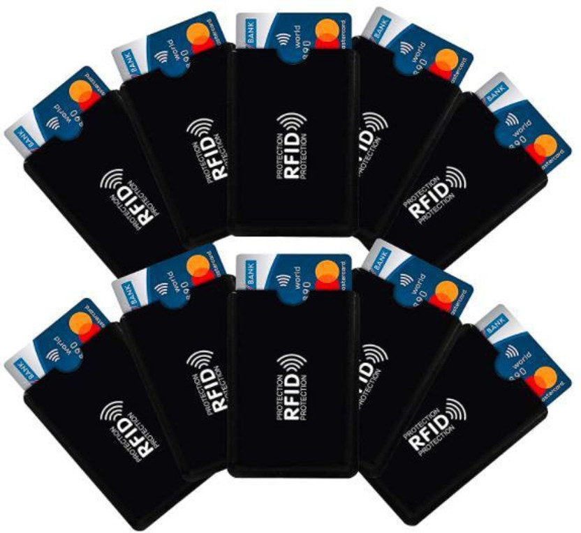RFID 10 Card Holder(Set of 10, Black)