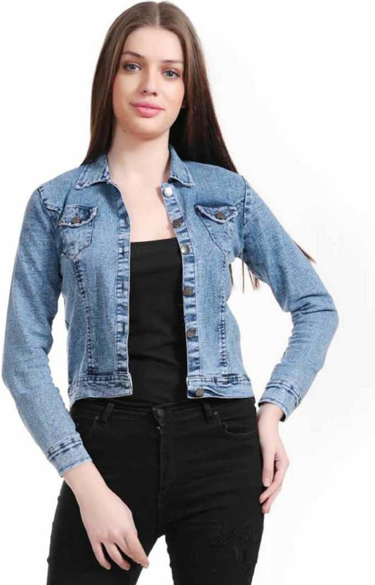 Full Sleeve Washed Women Denim Jacket 
