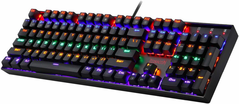 Redragon Vara K551 Rainbow Mechanical Keyboard Wired USB Standard Gaming Keyboard Compatible with Desktop, Laptop, Mac(Black)