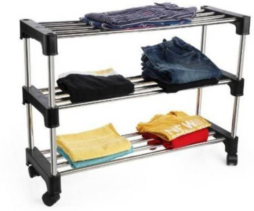 Airline Metal, Plastic Shoe Stand(Black, 3 Shelves, DIY(Do-It-Yourself))