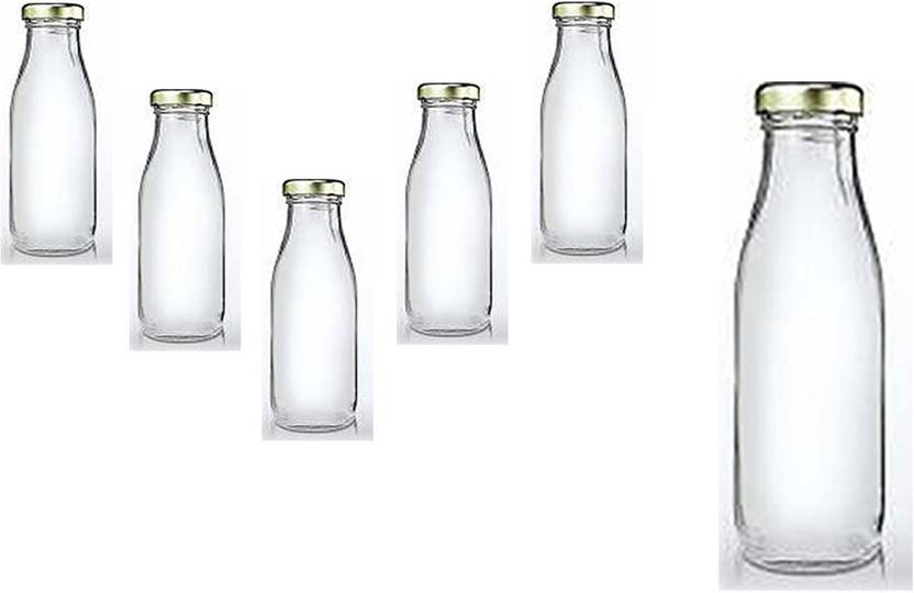 AJAY CENTER Glass Juice Bottles with golden lid Clear Containers for
