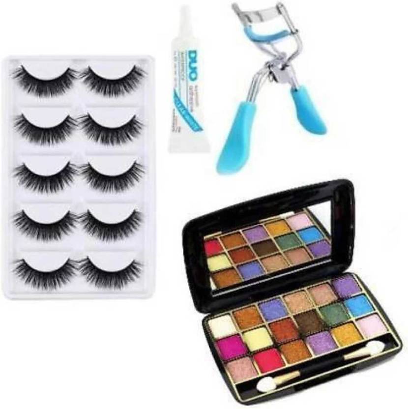 MM Makeup combo kit, Eyelashes, mini eyeshadow, eyecurler,glue Price in