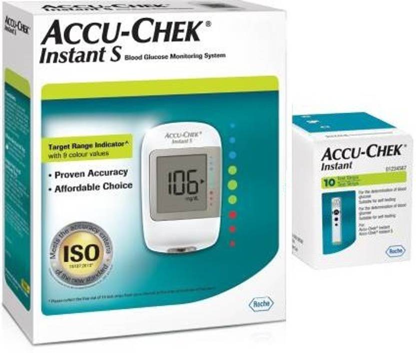 ACCUCHEK Instant S Blood Sugar Glucose check machine with 10 Test