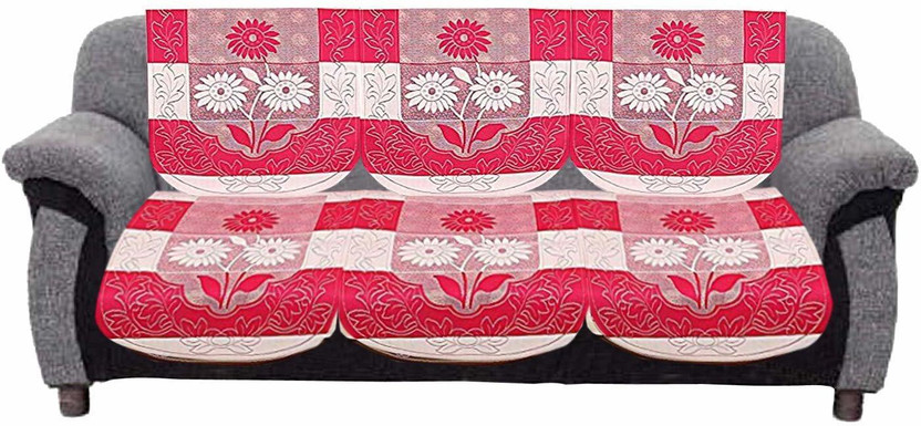 HARI SANKAR TRADING COMPANY Cotton 3 Seater Sofa Floral Cover(Pack of 2 Pink, white)