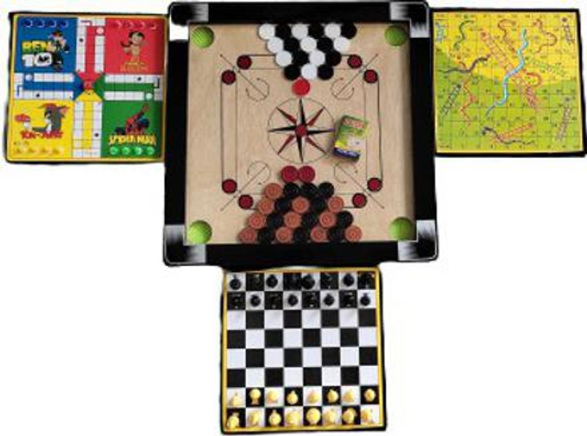 RAS Carrom Board size 20X20 with Ludo,Chess Board,Snake & Ladder Board with chess board Combo pack Carrom Board Game