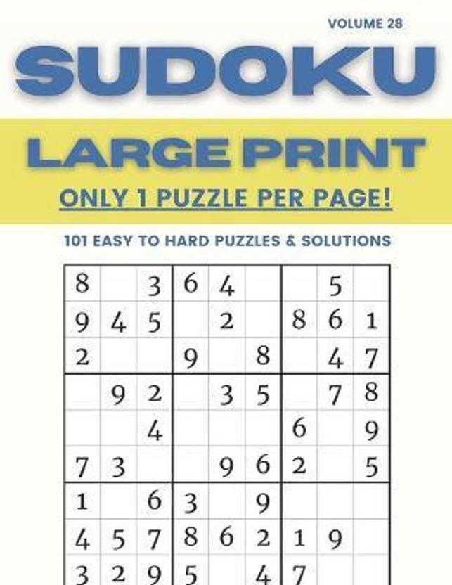 sudoku large print only 1 puzzle per page 101 easy to