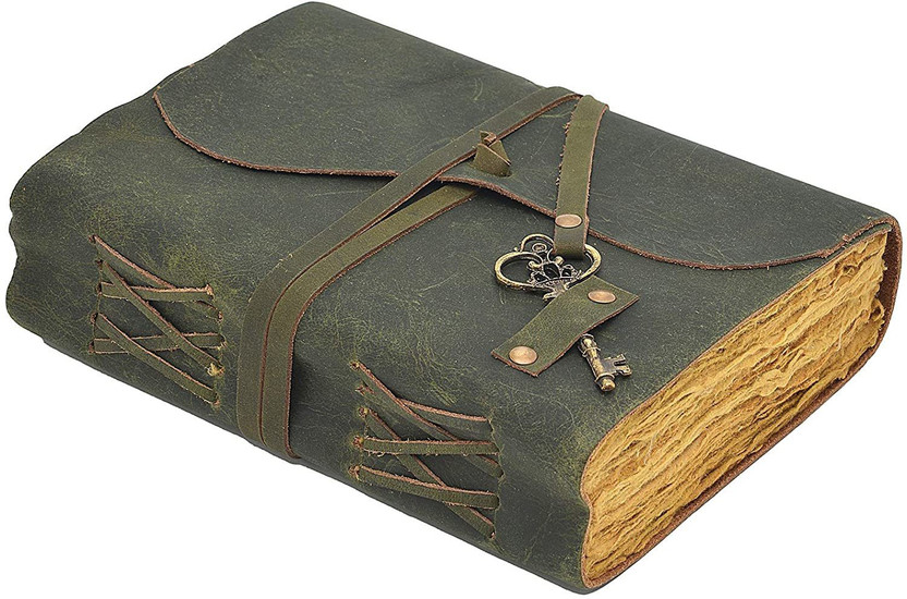 The Vintage Journal Finished Leather Journal A5 Journal Un-ruled 200 Pages(Green)