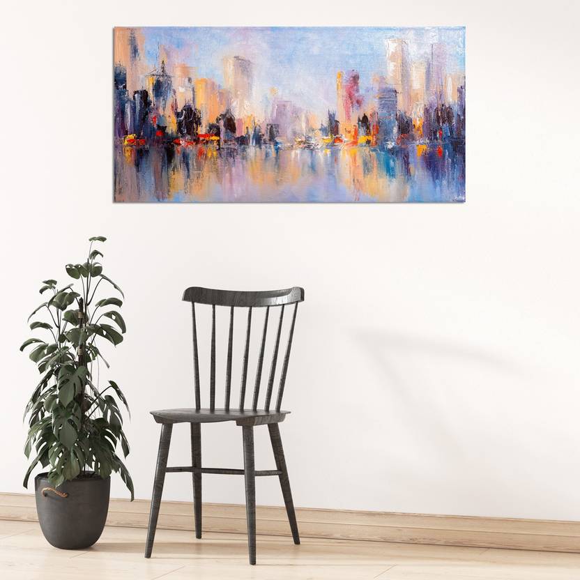 DWELLSINDIA DWELLSINDIA Abstract Skyline Art Unframed Canvas Art Print