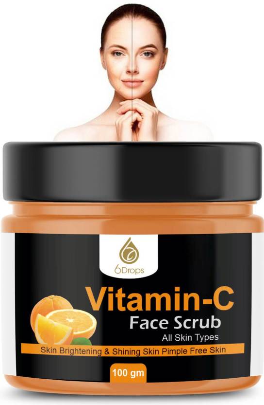 6Drops VITAMIN C Face Scrub for Skin Brightening Scrub (100 g) Scrub ...