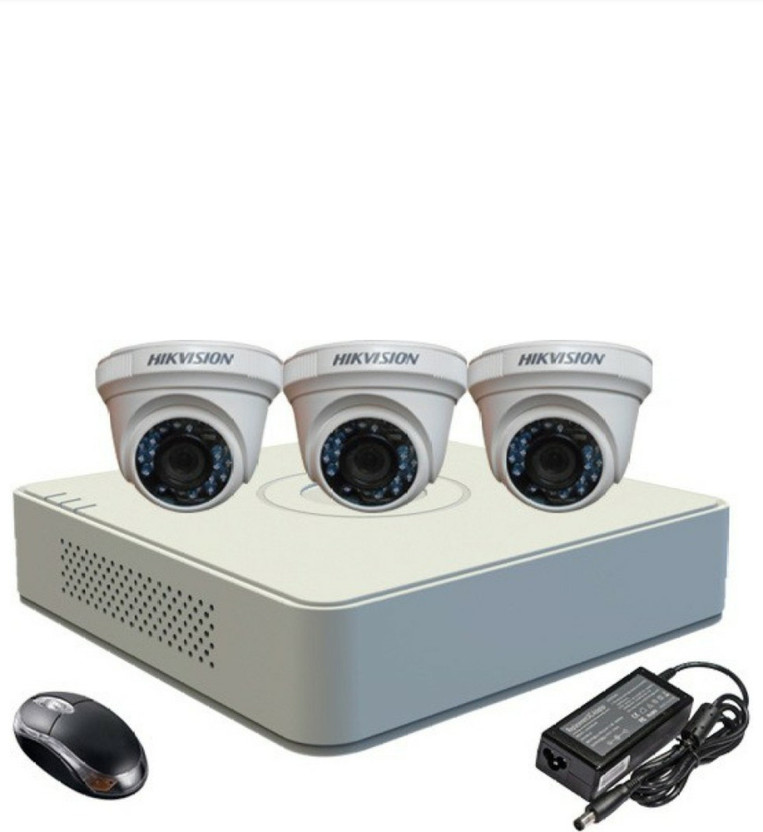 HIKVISION Hik Vision Hikvision Turbo Hd Combo Set 1mp Dome Camera 3 nos and 4 ch DVR 1 nos Security Camera(6 TB, 4 Channel)