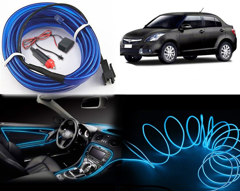 Selifaur Cold Dashboard Luxury 5 Meter Car Dashboard Ice Blue EL Wire Car Interior Light Ambient Neon Light Swift Dzire Type 3 Car Fancy Lights(Blue)
