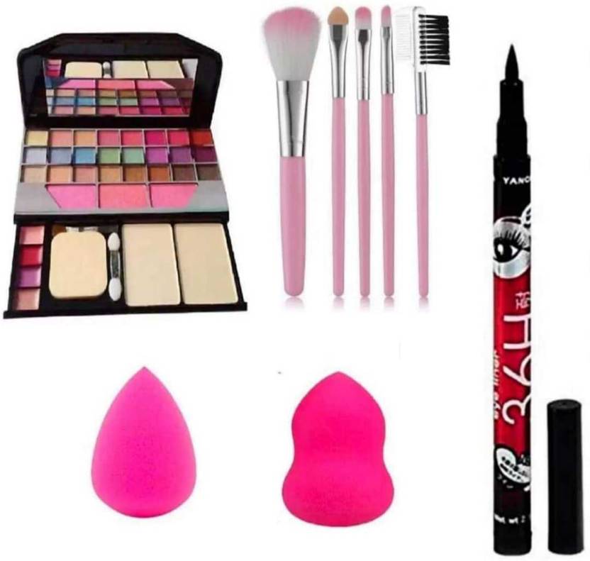 MM Makeup Combo Kit Of Eyeshadow Kit, Brush Set Of 5, Beauty Blender