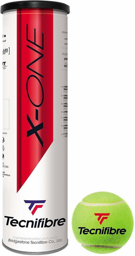 Tecnifibre X-One (72% Felt)-Pack Of 4pc Tennis Ball(Standard, Pack of 4)