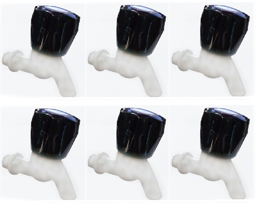droptech Pvc Black Crystal Short body bib cock pack of 6 pvc plastic Black Crystal Short body bib cock standard s for hot & cold water bib tap Bib Tap Faucet(Wall Mount Installation Type)