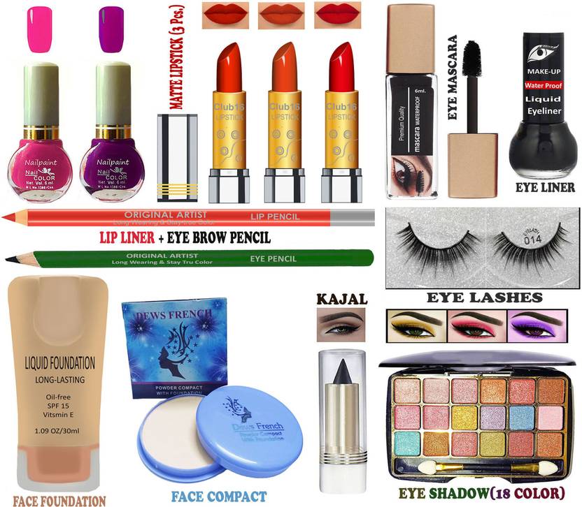 CLUB 16 Natural Glow Long Lasting Professional Makeup Kit of 14 Makeup