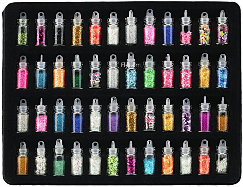 SKIPLUS 48 Colors Set Glitter Nail(Black)