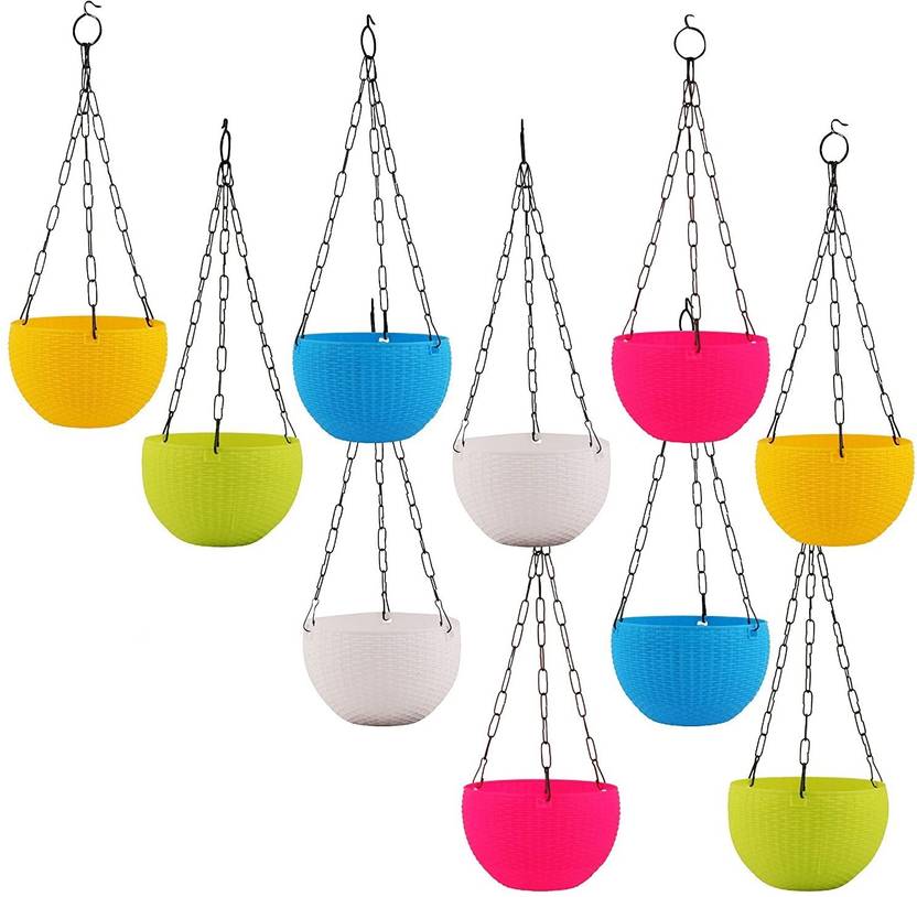 Kanha Flower Round Rattan Hanging Planter/Beautiful Round Gamla Pot/Flower Hanging Pot with
