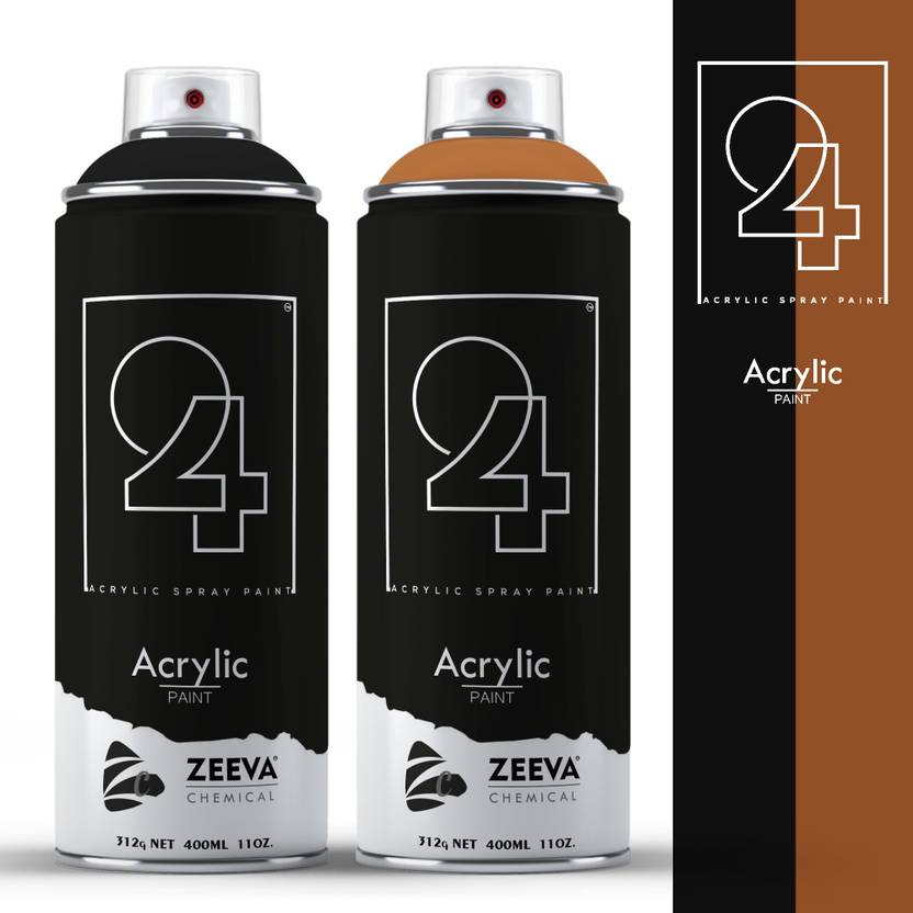 24 Acrylic Black Matt & Wood Brown Spray Paint 400 ml Price in India