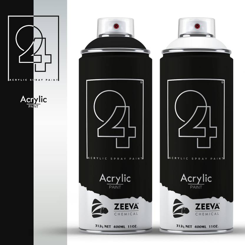 24 Acrylic Black Glossy & Clear Glossy Spray Paint 400 ml Price in