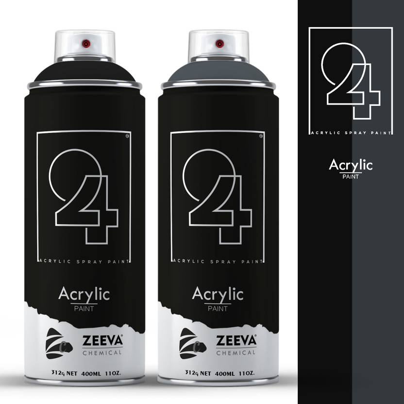 24 Acrylic Black Matt & Dark Grey Spray Paint 400 ml Price in India