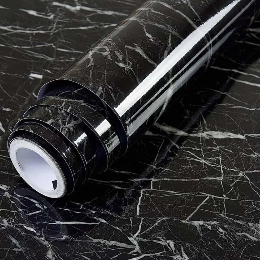 ozer 200 cm Vinyl Black Marble Granite Waterproof Self Adhesive 60 x 200 cm Self Adhesive Sticker(Pack of 1)