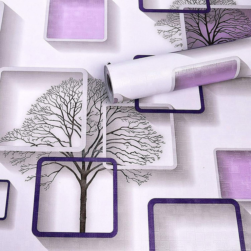 Akshar collection 45 cm x 500 cm Waterproof Decorative Vinyl Wallpaper(Purple)