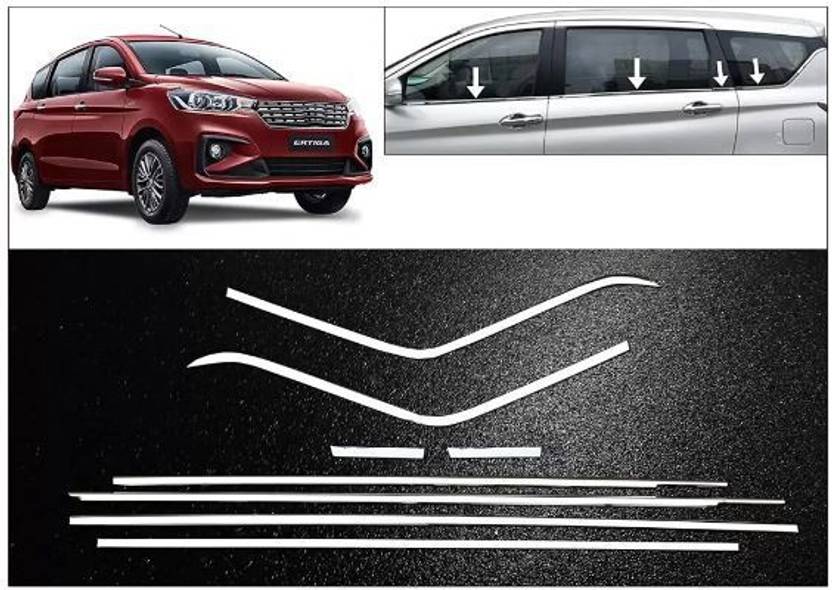 GOODSPECKER Window Garnish Maruti Suzuki New Ertiga ( Set of 8 Pc) Chrome Maruti Ertiga Front