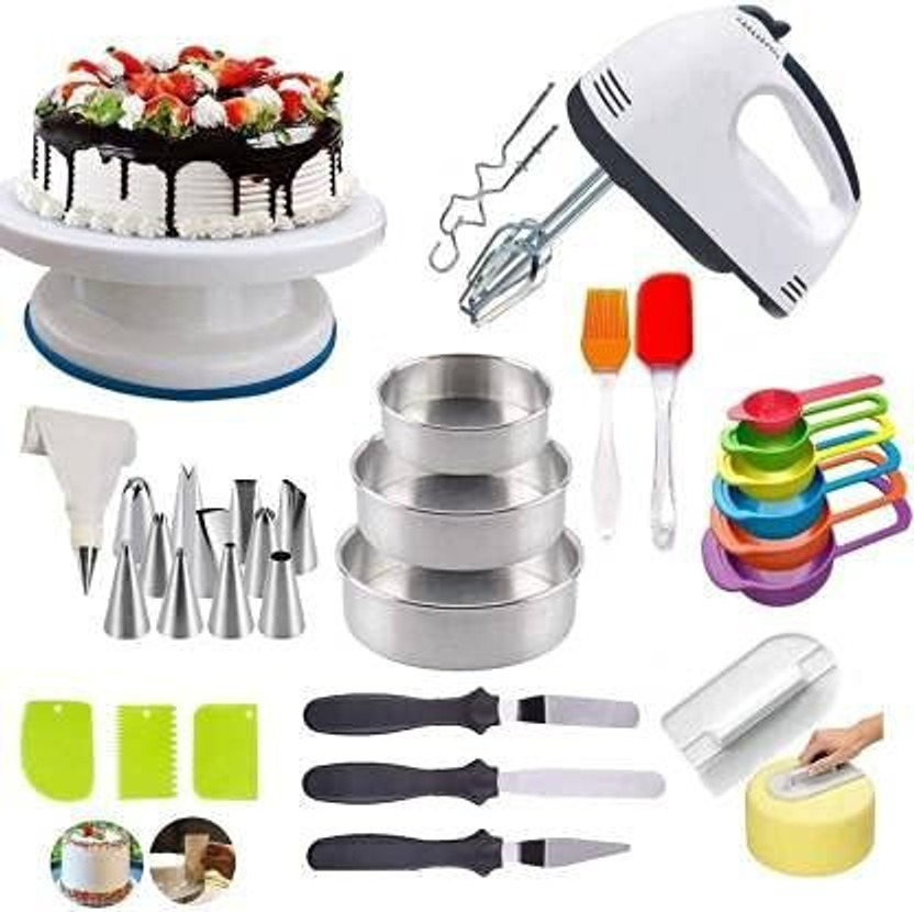 Vrukie Cake Decorating Tools, Big Combo for Cake Making Item kit, Multicolor, Plastic Kitchen Tool Set(Multicolor, Baking Tools)