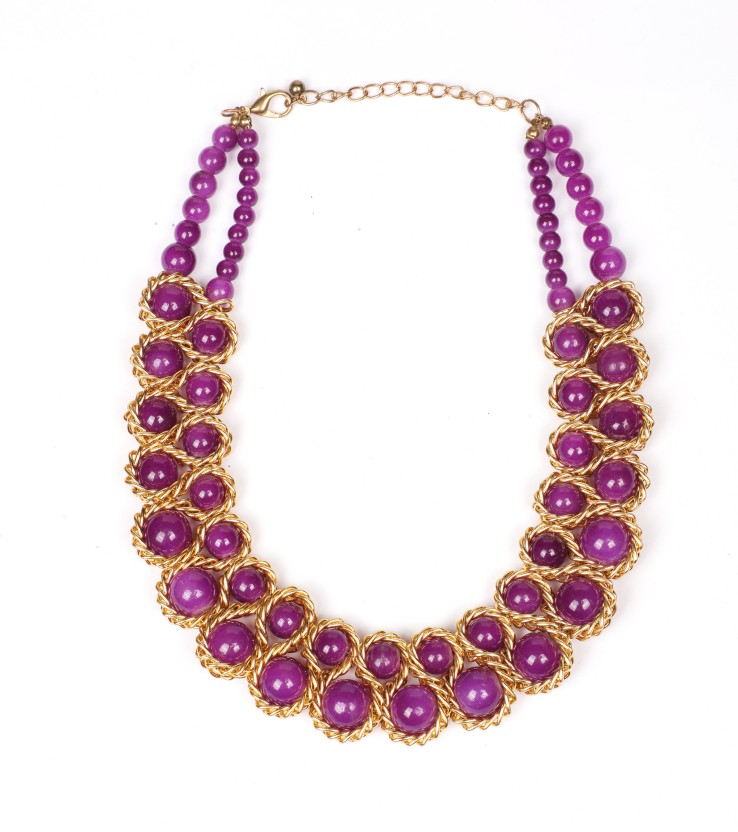 purple pearl necklace set