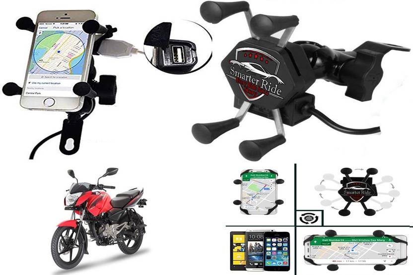 SMARTER RIDE XGrip Bike Mobile Holder with USB Charger for Bajaj